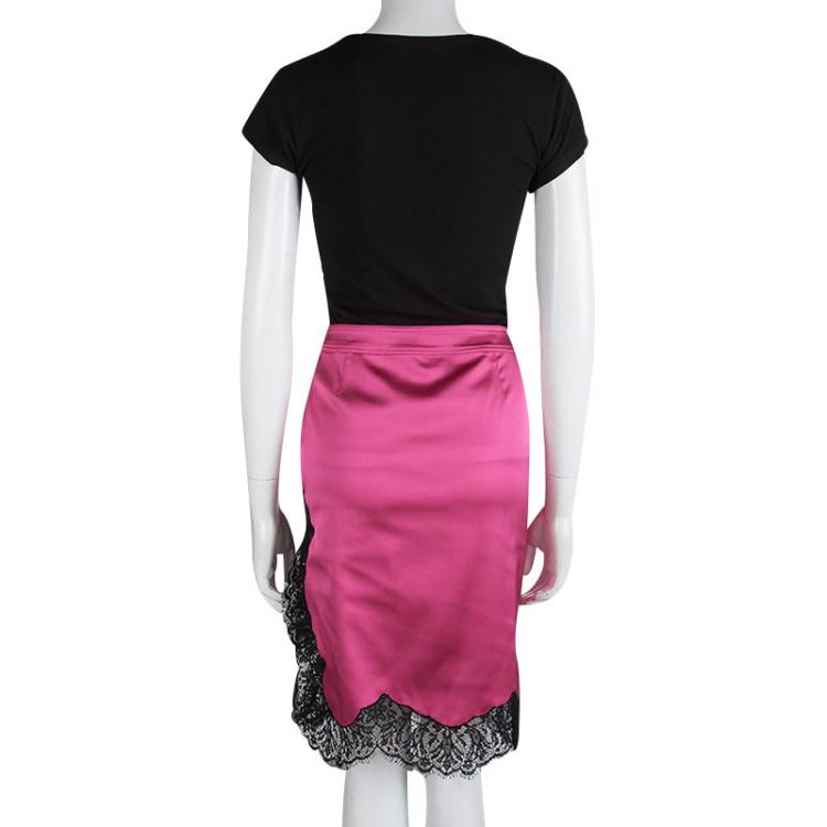 Pre Owned RED Valentino Pink Scallop Lace Trim Detail Skirt S