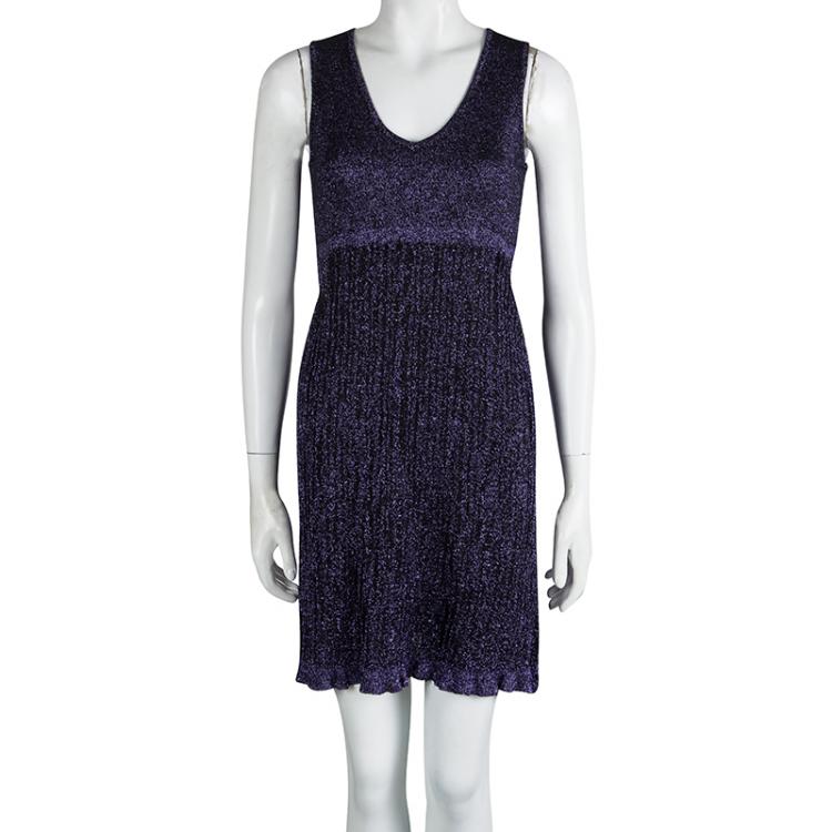Pre Owned Red Valentino Purple Lurex Knit Sleeveless Dress M