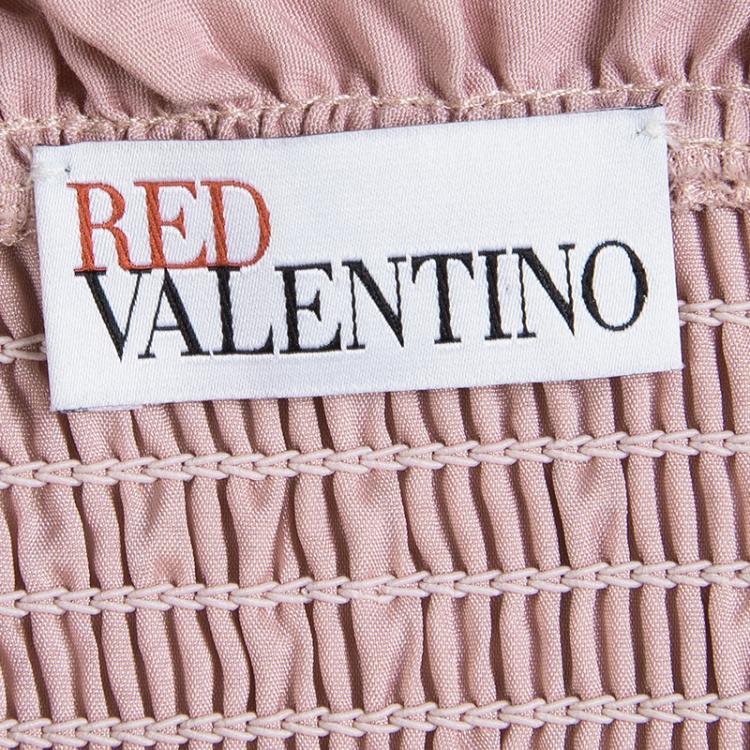 Pre Owned Red Valentino Pink Cut Out Lace Trim Sleeveless Belted Dress S 
