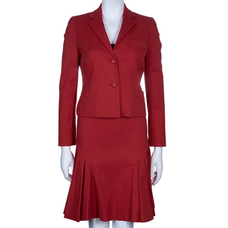 Valentino Red Skirt Suit S RED | TLC