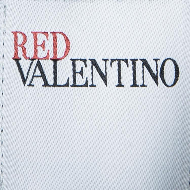 Pre Owned Red Valentino Black Textured Ruffle Bottom Over Coat L