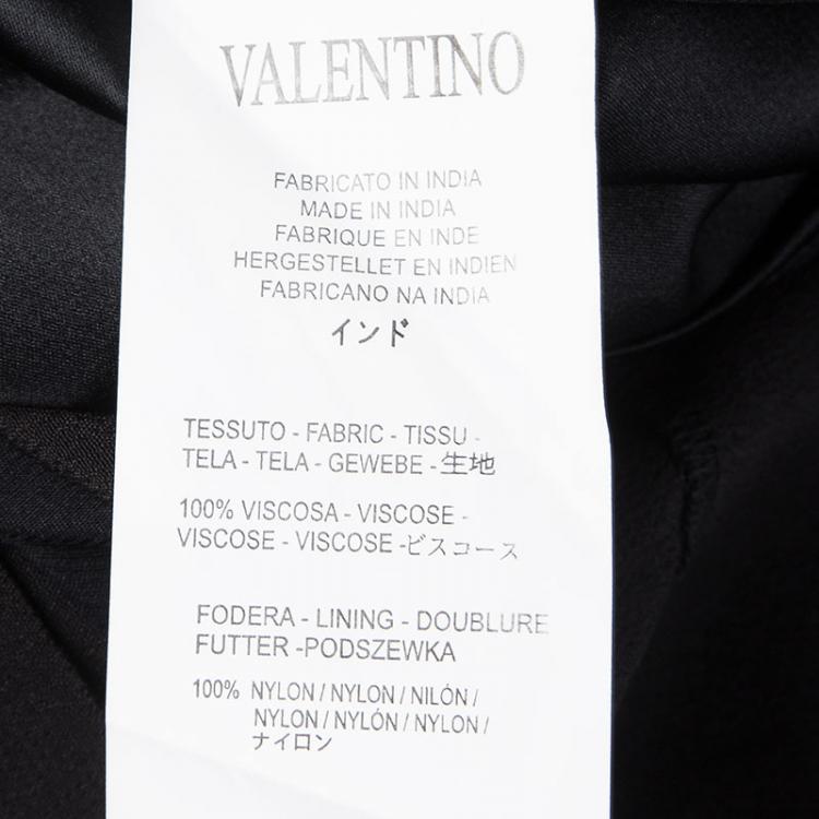 Pre Owned Red Valentino Black Embellished Mandarin Collar Long Sleeve Dress M