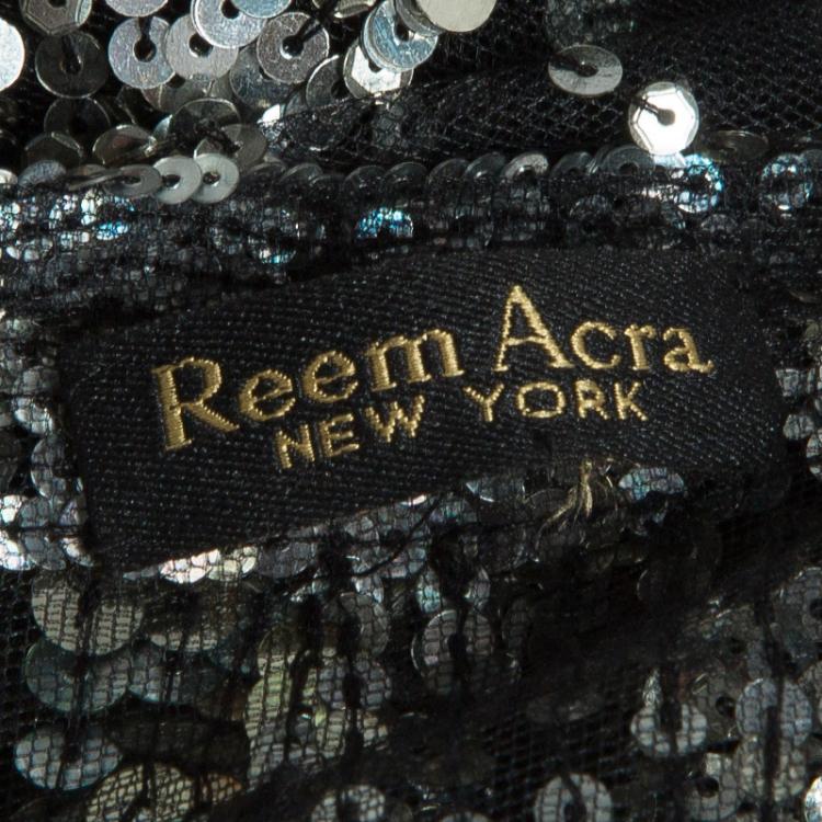 Pre Owned Reem Acra Black Sequin Embellished Gown 