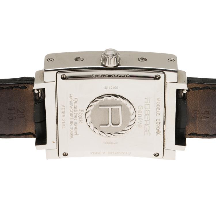 Pre Owned Roberge Black Stainless Steel Pégase Quantième Women's Wristwatch 32MM