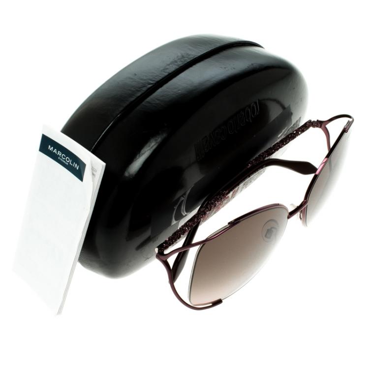 Pre Owned Roberto Cavalli Brown Metallic 665S Girasole Sunglasses