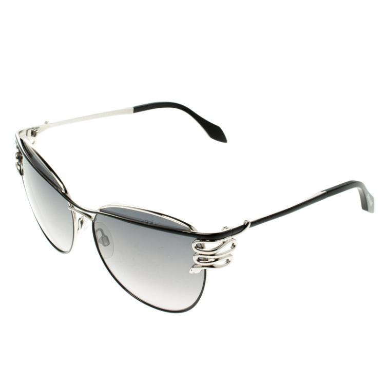 Pre Owned Roberto Cavalli Black 722S Muroroa Aviator Sunglasses