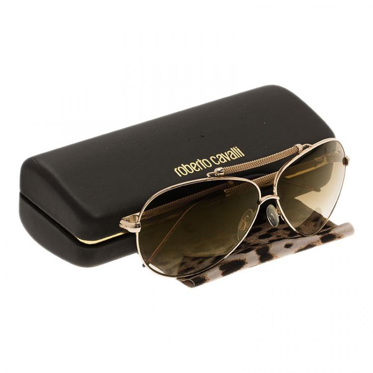 Pre Owned Roberto Cavalli Gold Cercione Aviators