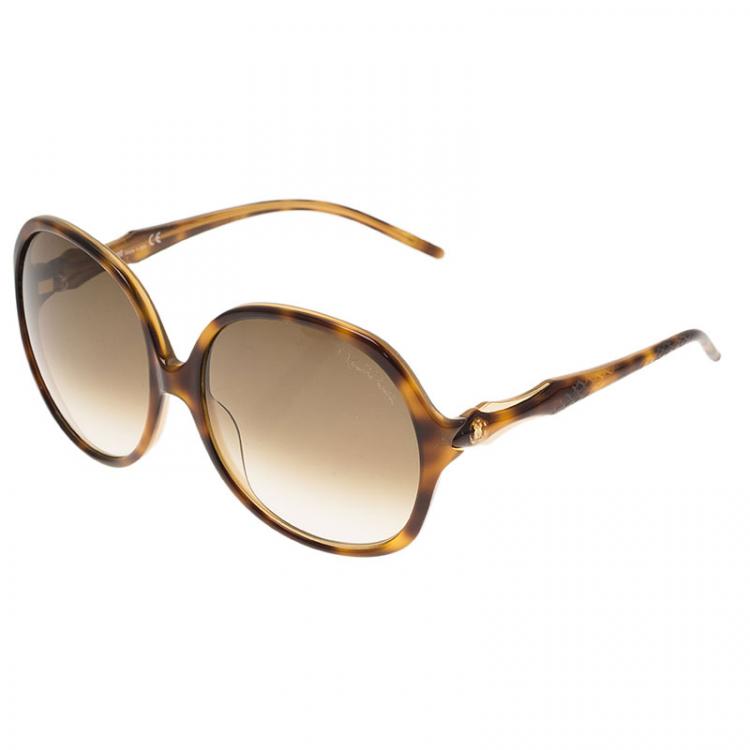 Pre Owned Roberto Cavalli Tortoise Frame Bougainvillea Square Sunglasses