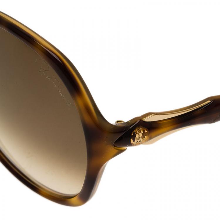 Pre Owned Roberto Cavalli Tortoise Frame Bougainvillea Square Sunglasses