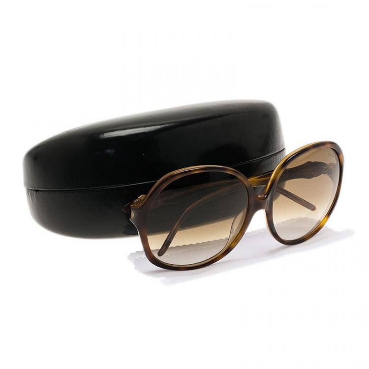 Pre Owned Roberto Cavalli Tortoise Frame Bougainvillea Square Sunglasses