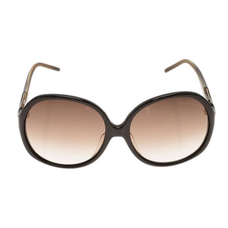 Pre Owned Roberto Cavalli Brown Bougainvillea Square Sunglasses