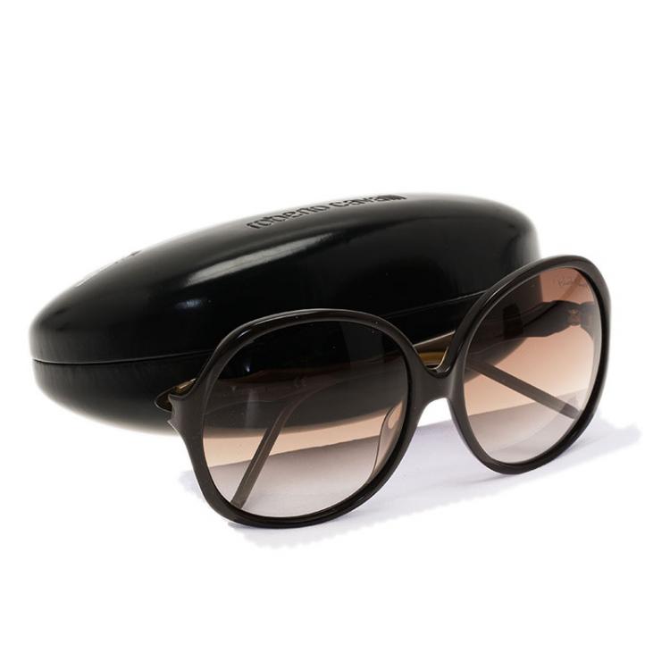 Pre Owned Roberto Cavalli Brown Bougainvillea Square Sunglasses