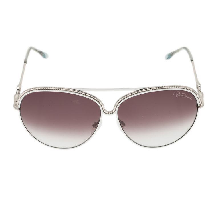 Pre Owned Roberto Cavalli White Tureia Aviators
