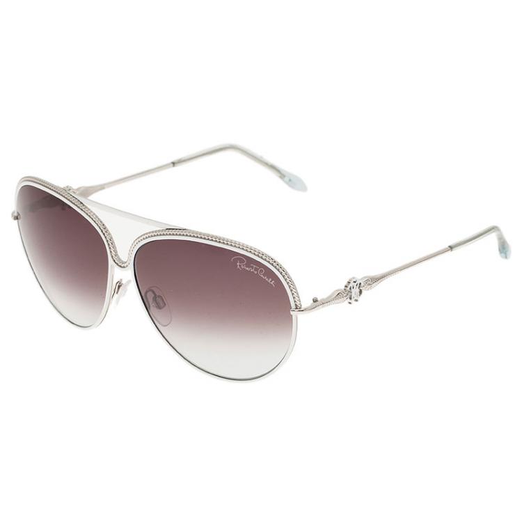 Pre Owned Roberto Cavalli White Tureia Aviators