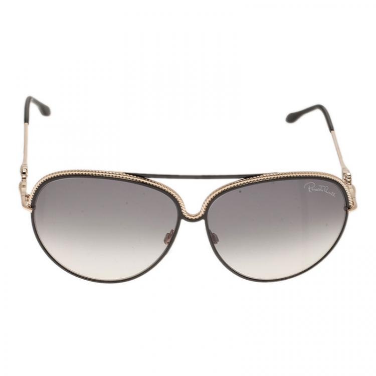 Pre Owned Roberto Cavalli Black Tureia Aviators