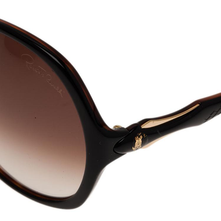 Pre Owned Roberto Cavalli Black Bougainvillea Square Sunglasses