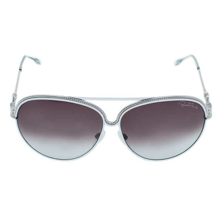 Pre Owned Roberto Cavalli White Tureia Aviators
