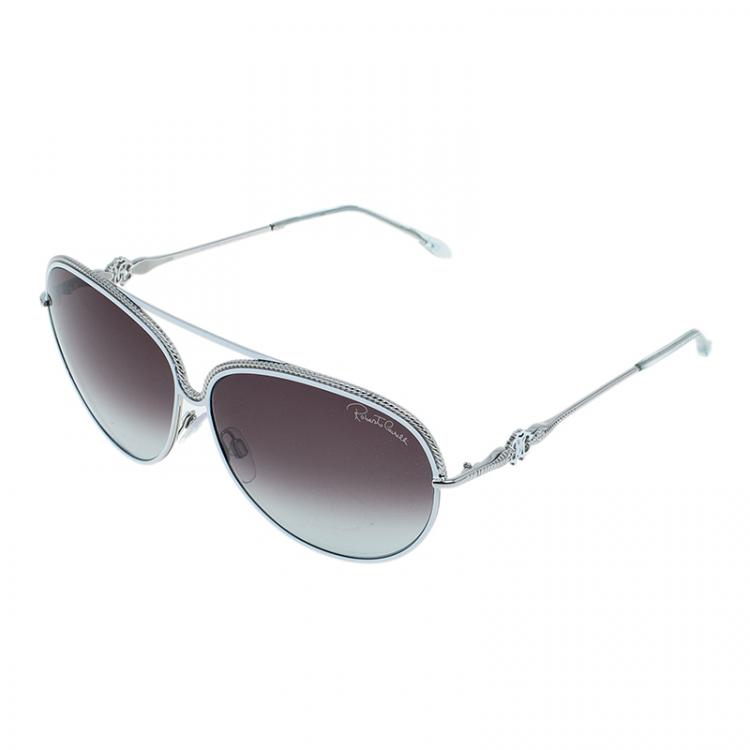Pre Owned Roberto Cavalli White Tureia Aviators