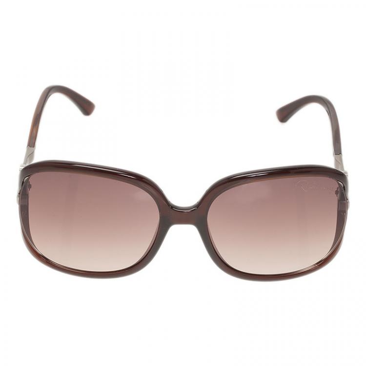 Pre Owned Roberto Cavalli Brown Edera Square Sunglasses