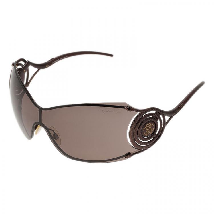 Pre Owned Roberto Cavalli Brown Opale Shield Sunglasses