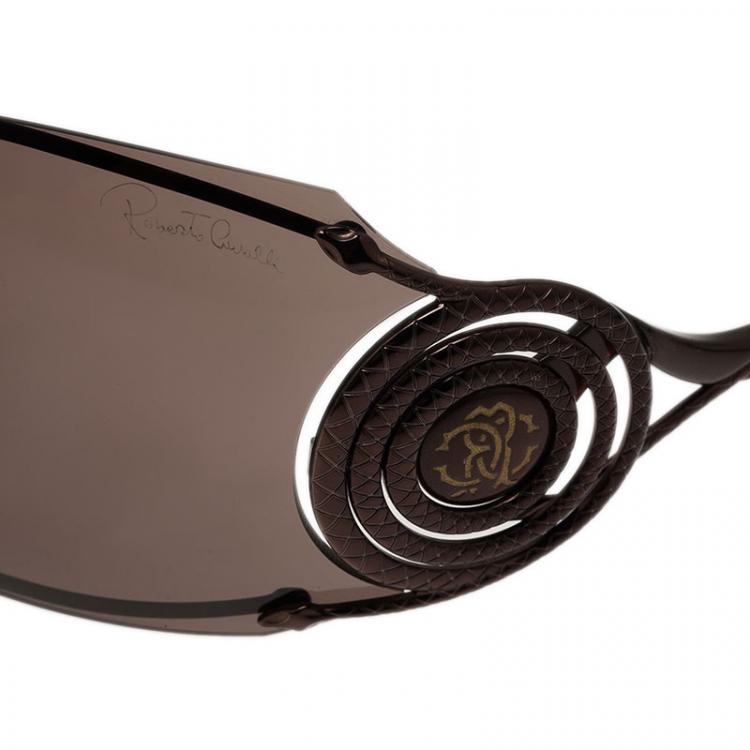 Pre Owned Roberto Cavalli Brown Opale Shield Sunglasses