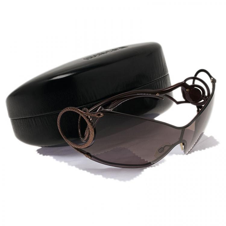 Pre Owned Roberto Cavalli Brown Opale Shield Sunglasses