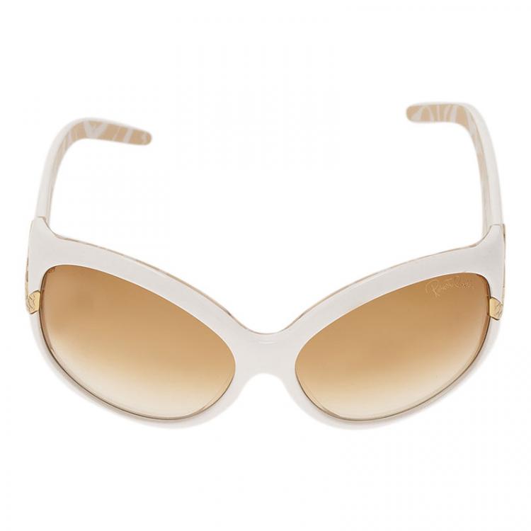 Pre Owned Roberto Cavalli White Steno Oval Sunglasses