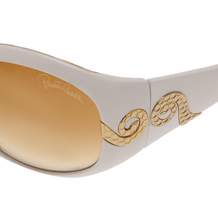 Pre Owned Roberto Cavalli White Steno Oval Sunglasses