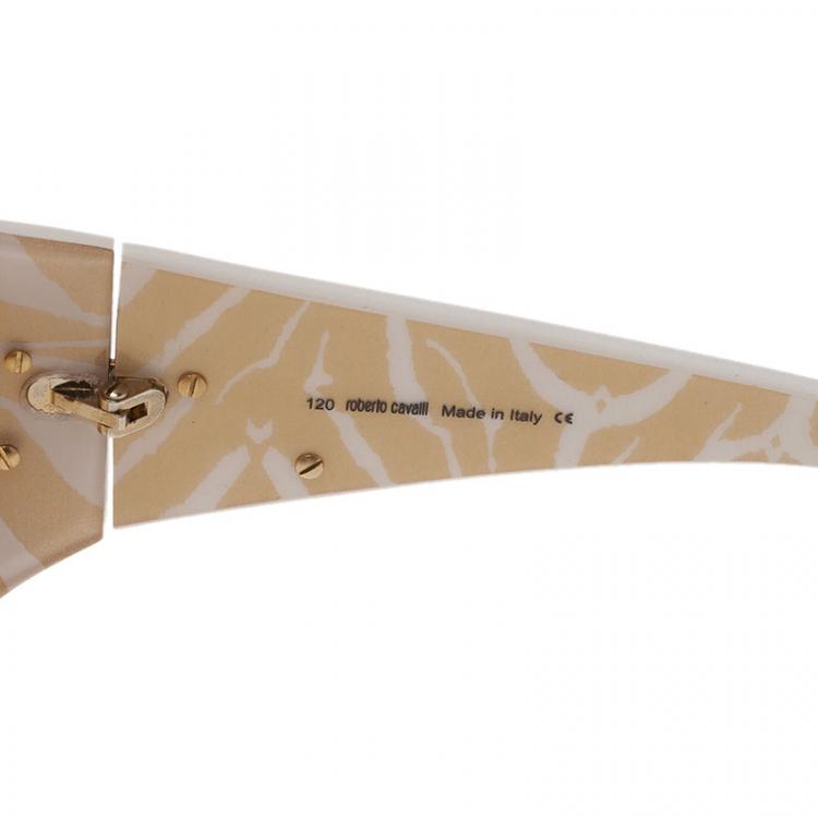 Pre Owned Roberto Cavalli White Steno Oval Sunglasses