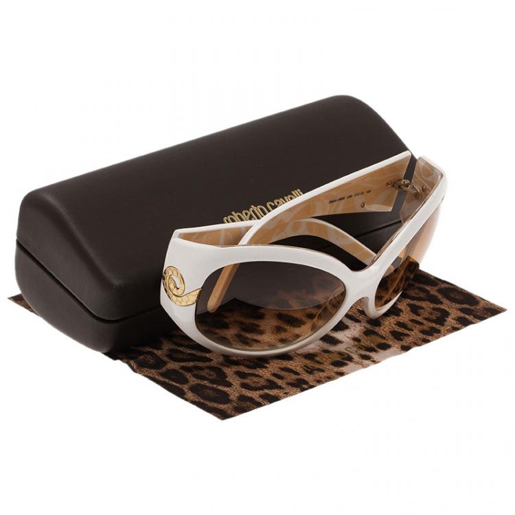Pre Owned Roberto Cavalli White Steno Oval Sunglasses