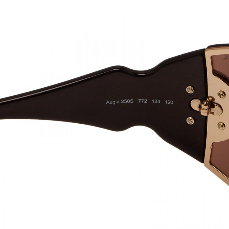 Pre Owned Roberto Cavalli Brown Augia 250S Shield Sunglasses