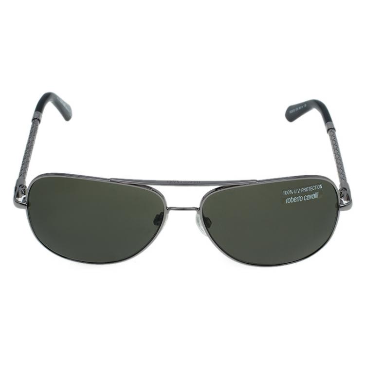 Pre Owned Roberto Cavalli Silver 837 Aviator Sunglasses