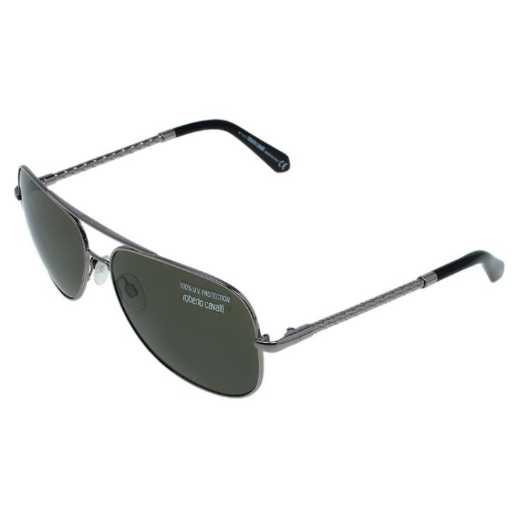 Pre Owned Roberto Cavalli Silver 837 Aviator Sunglasses