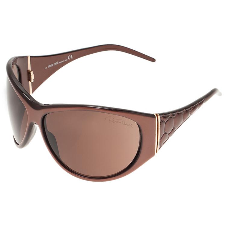 Pre Owned Roberto Cavalli Metallic Brown Anticlea Wrap Around Sunglasses
