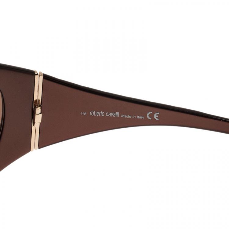 Pre Owned Roberto Cavalli Metallic Brown Anticlea Wrap Around Sunglasses