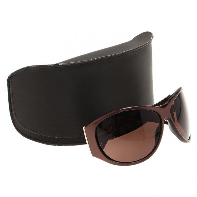 Pre Owned Roberto Cavalli Metallic Brown Anticlea Wrap Around Sunglasses