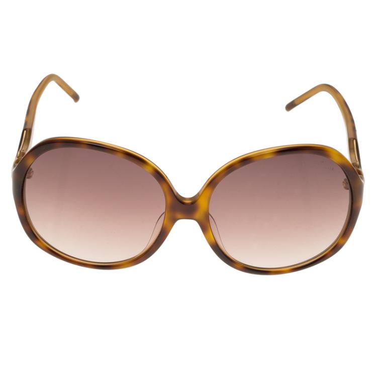 Pre Owned Roberto Cavalli Tortoise Frame Bougainvillea Square Sunglasses