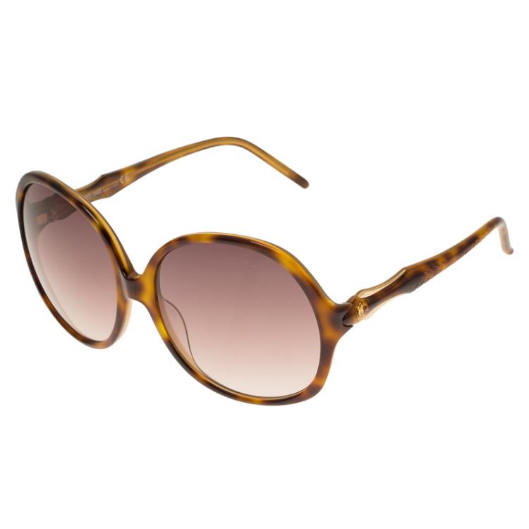 Pre Owned Roberto Cavalli Tortoise Frame Bougainvillea Square Sunglasses