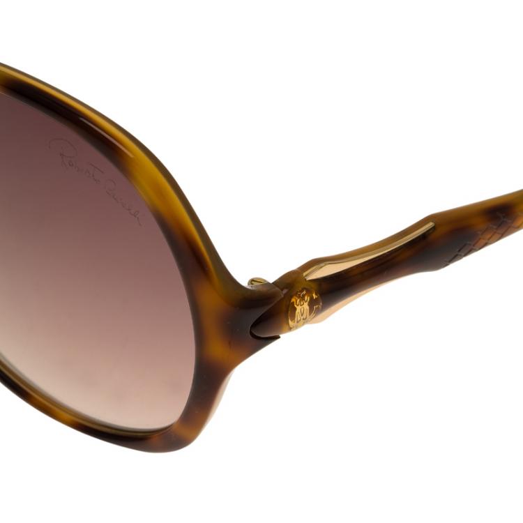 Pre Owned Roberto Cavalli Tortoise Frame Bougainvillea Square Sunglasses
