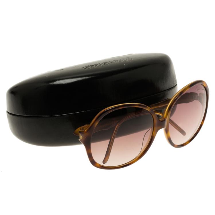 Pre Owned Roberto Cavalli Tortoise Frame Bougainvillea Square Sunglasses