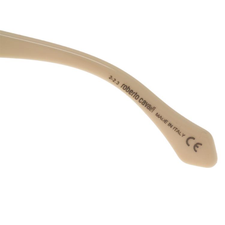 Pre Owned Roberto Cavalli Cream Alcyone Shield Sunglasses