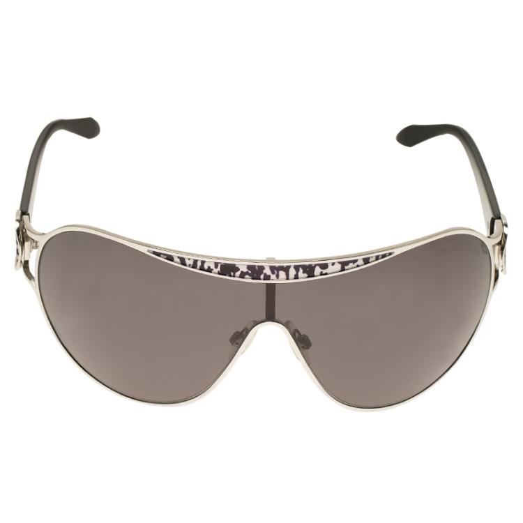 Pre Owned Roberto Cavalli Silver Marotiri Shield Sunglasses