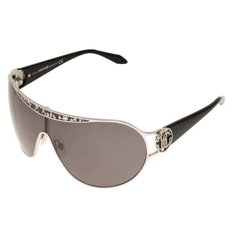 Pre Owned Roberto Cavalli Silver Marotiri Shield Sunglasses