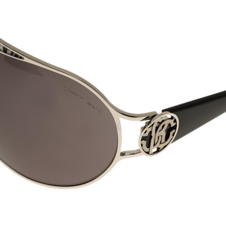 Pre Owned Roberto Cavalli Silver Marotiri Shield Sunglasses