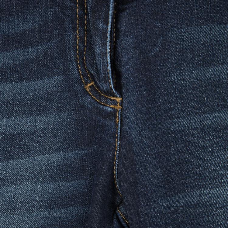 Pre Owned Roberto Cavalli Indigo Dark Wash Faded Effect Denim Slim Fit Jeans S