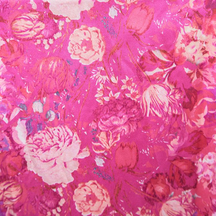 Pre Owned Roberto Cavalli Pink Satin Floral Print Ruffled Bottom Maxi Skirt L