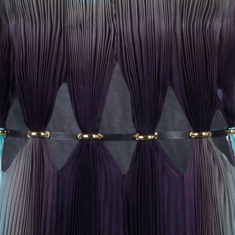Pre Owned Roberto Cavalli Plisse Chiffon Cutout Gown M