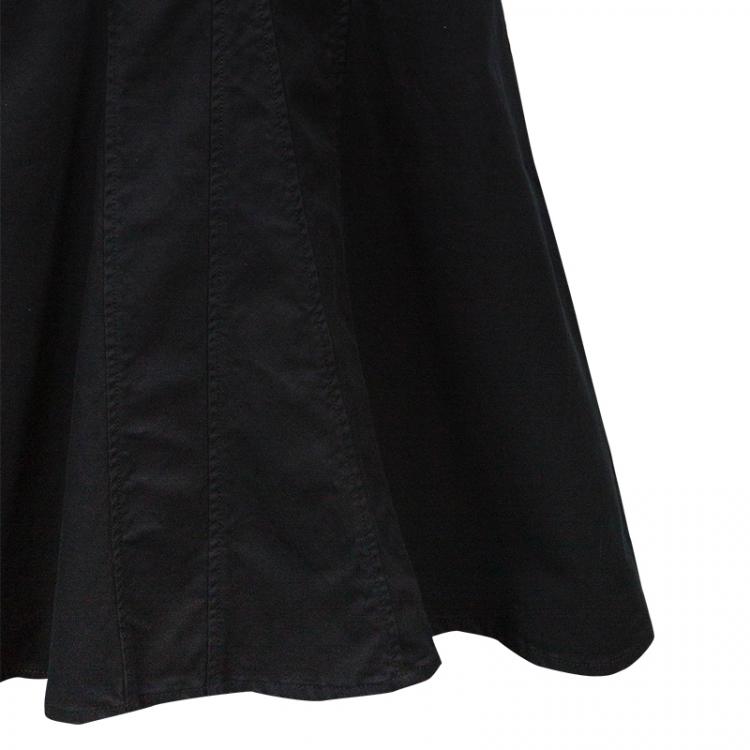 Pre Owned Roberto Cavalli Black Denim Maxi Skirt Size M