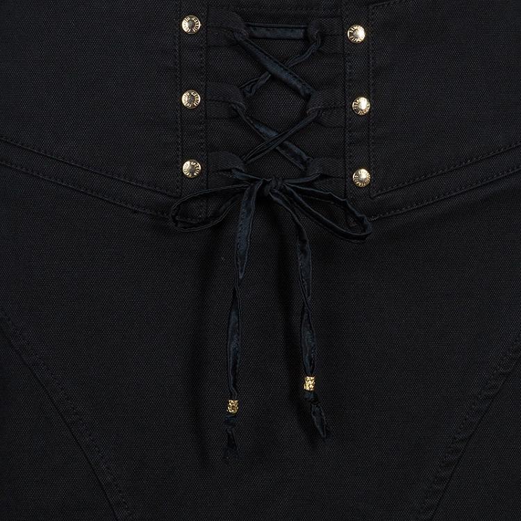 Pre Owned Roberto Cavalli Black Denim Maxi Skirt Size M