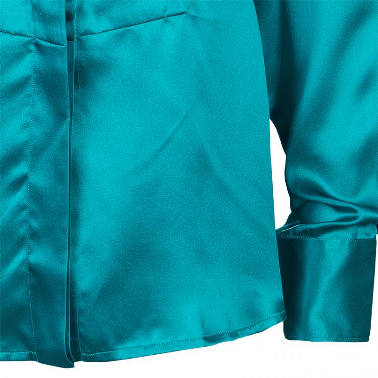 Pre Owned Roberto Cavalli Turquoise Satin Blouse L